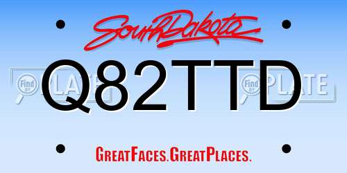 Q82TTD South Dakota License Plate
