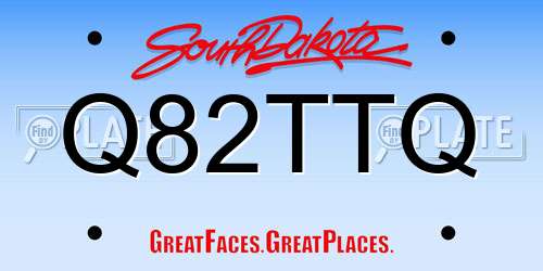 Q82TTQ South Dakota License Plate
