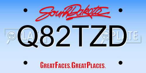 Q82TZD South Dakota License Plate