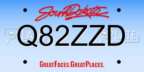 Q82ZZD South Dakota License Plate