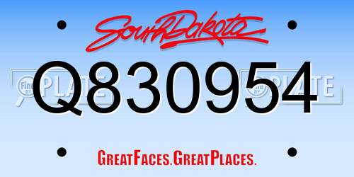 Q830954 South Dakota License Plate