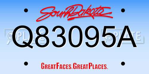 Q83095A South Dakota License Plate