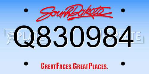 Q830984 South Dakota License Plate