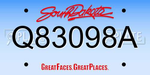 Q83098A South Dakota License Plate