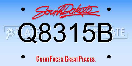 Q8315B South Dakota License Plate
