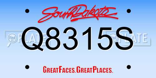 Q8315S South Dakota License Plate