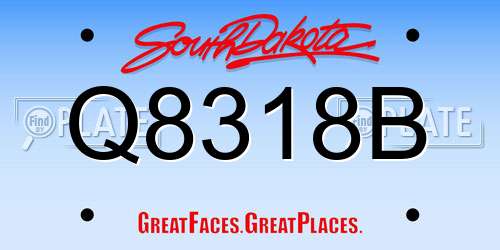 Q8318B South Dakota License Plate