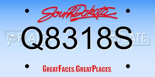 Q8318S South Dakota License Plate