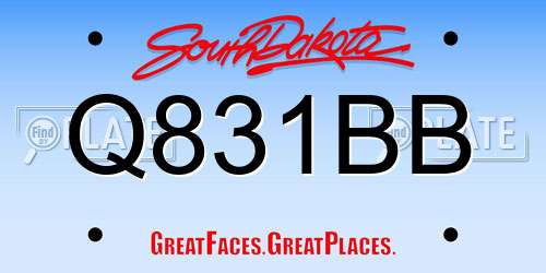 Q831BB South Dakota License Plate