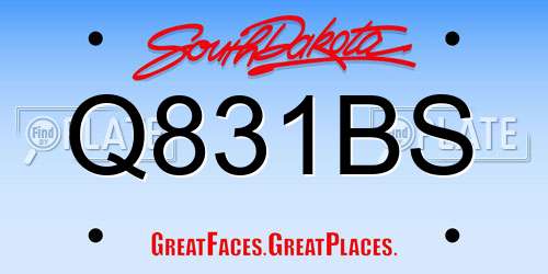 Q831BS South Dakota License Plate