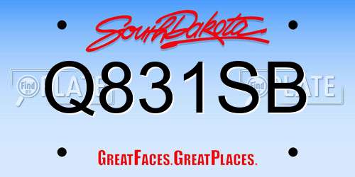 Q831SB South Dakota License Plate