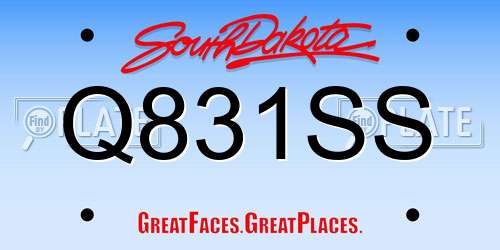 Q831SS South Dakota License Plate