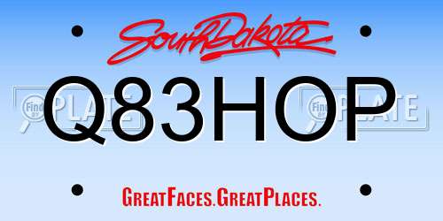 Q83HOP South Dakota License Plate
