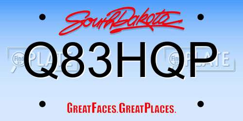 Q83HQP South Dakota License Plate