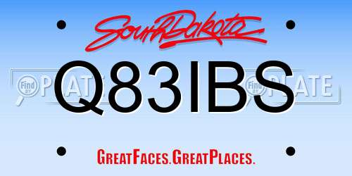 Q83IBS South Dakota License Plate