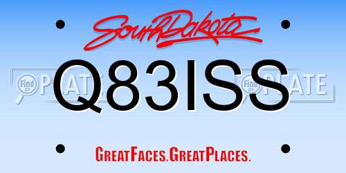 Q83ISS South Dakota License Plate