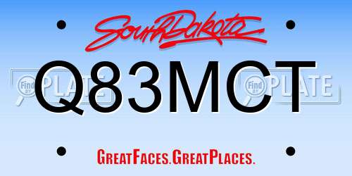 Q83MCT South Dakota License Plate