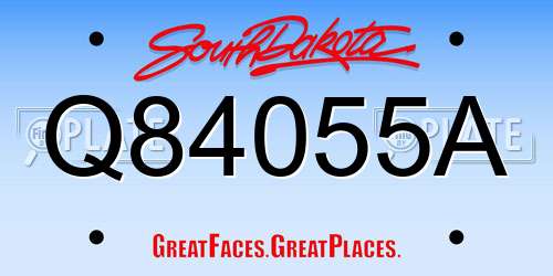 Q84055A South Dakota License Plate