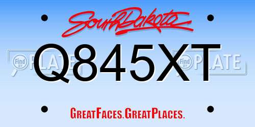 Q845XT South Dakota License Plate