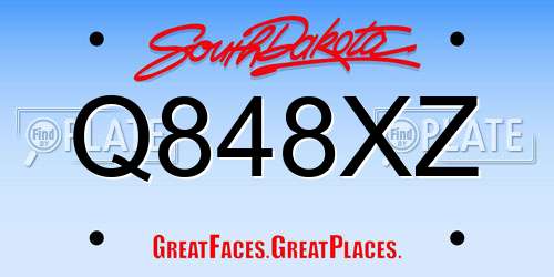 Q848XZ South Dakota License Plate