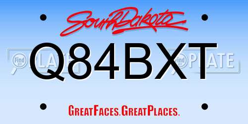 Q84BXT South Dakota License Plate