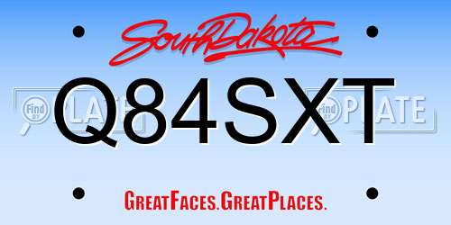 Q84SXT South Dakota License Plate