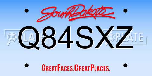 Q84SXZ South Dakota License Plate