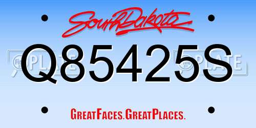 Q85425S South Dakota License Plate