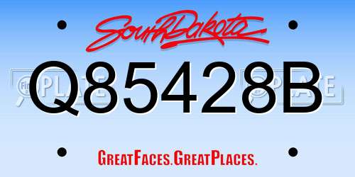 Q85428B South Dakota License Plate