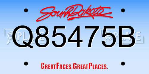 Q85475B South Dakota License Plate