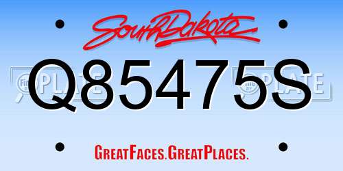 Q85475S South Dakota License Plate