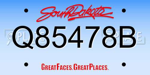 Q85478B South Dakota License Plate
