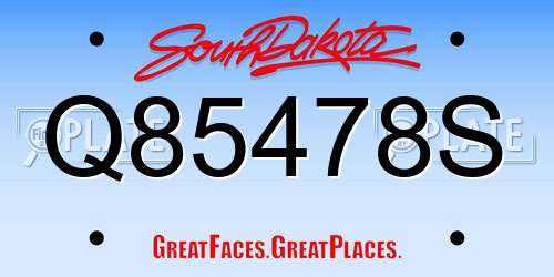 Q85478S South Dakota License Plate