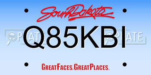 Q85KBI South Dakota License Plate
