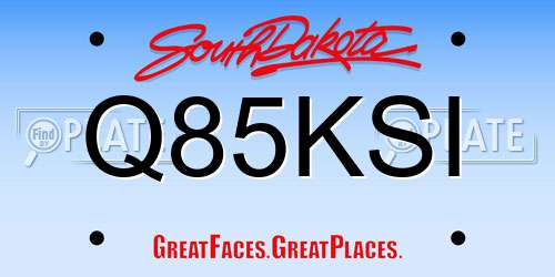 Q85KSI South Dakota License Plate