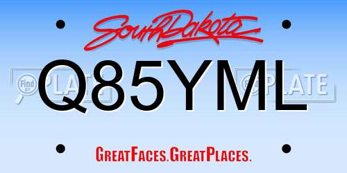 Q85YML South Dakota License Plate