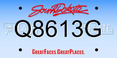 Q8613G South Dakota License Plate