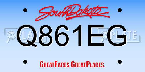 Q861EG South Dakota License Plate