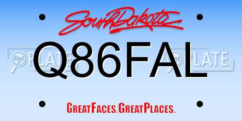 Q86FAL South Dakota License Plate
