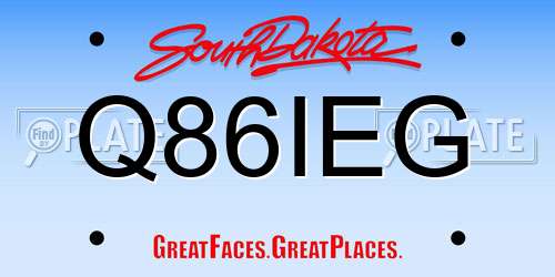 Q86IEG South Dakota License Plate