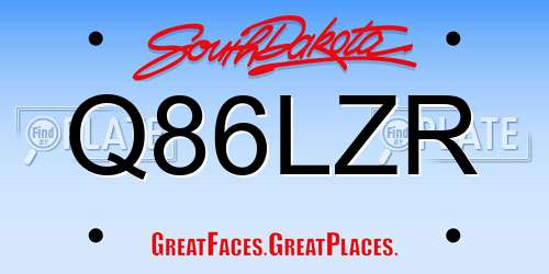 Q86LZR South Dakota License Plate