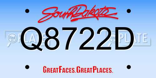 Q8722D South Dakota License Plate