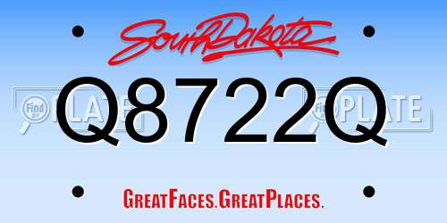 Q8722Q South Dakota License Plate