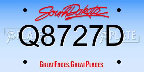 Q8727D South Dakota License Plate