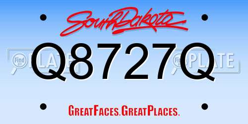 Q8727Q South Dakota License Plate