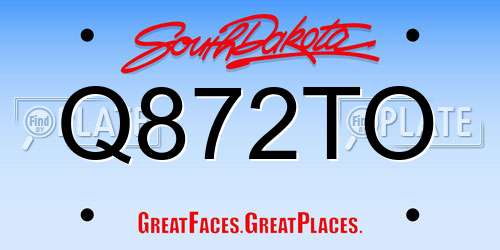 Q872TO South Dakota License Plate