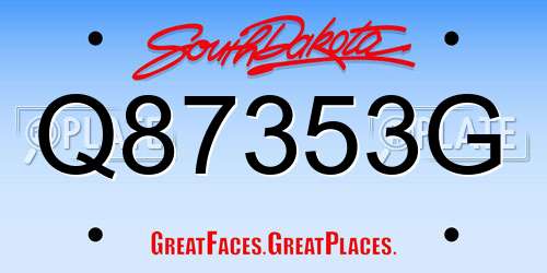 Q87353G South Dakota License Plate