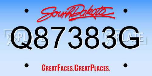 Q87383G South Dakota License Plate