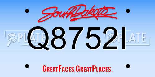 Q8752I South Dakota License Plate