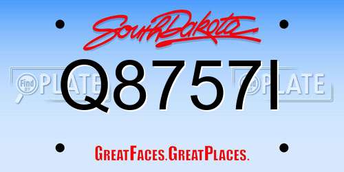 Q8757I South Dakota License Plate